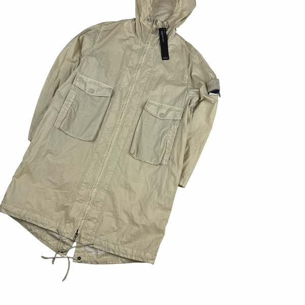 Stone Island 2019 Cream 50 Fili Resinata Ghost Piece Parka Jacket - Large