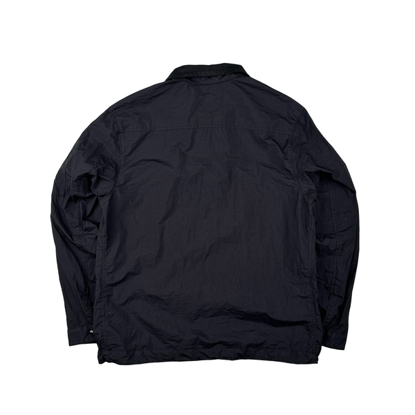 CP Company Nylon Quater Zip Navy Overshirt - Medium