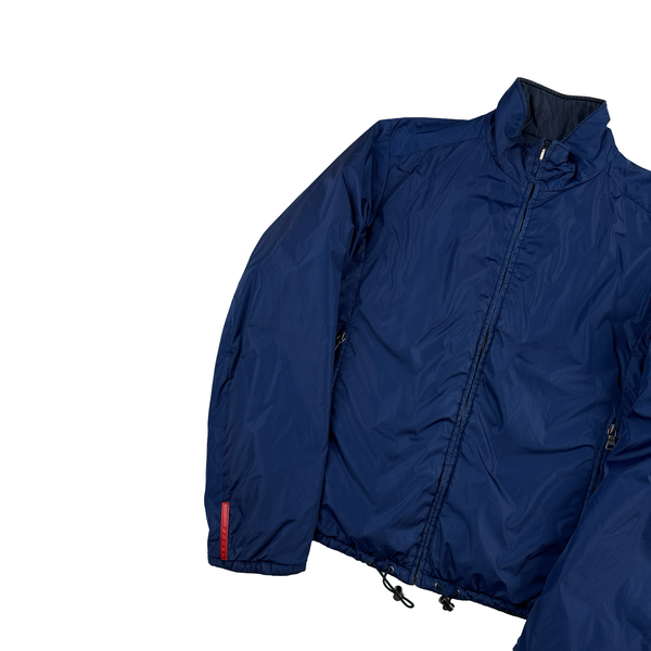 Prada Blue Reversible Red Tab Zipped Jacket - Medium