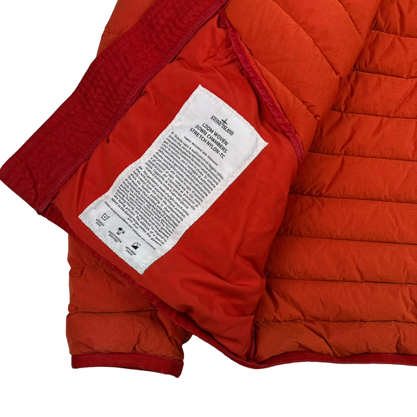 Stone Island 2019 Red Loom Woven Down Chambers Stretch Nylon TC Jacket - Medium