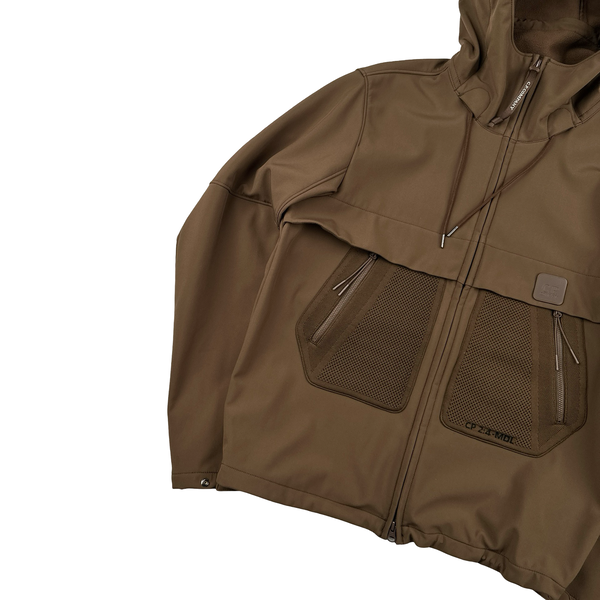 CP Company Brown Metropolis Fleece Lined Mesh Soft Shell Jacket - Large