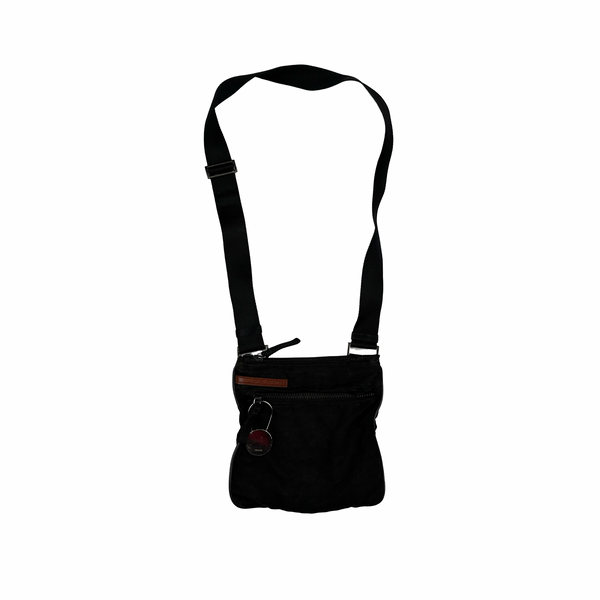 Prada Black Red Tab Nylon Adjustable Side Bag
