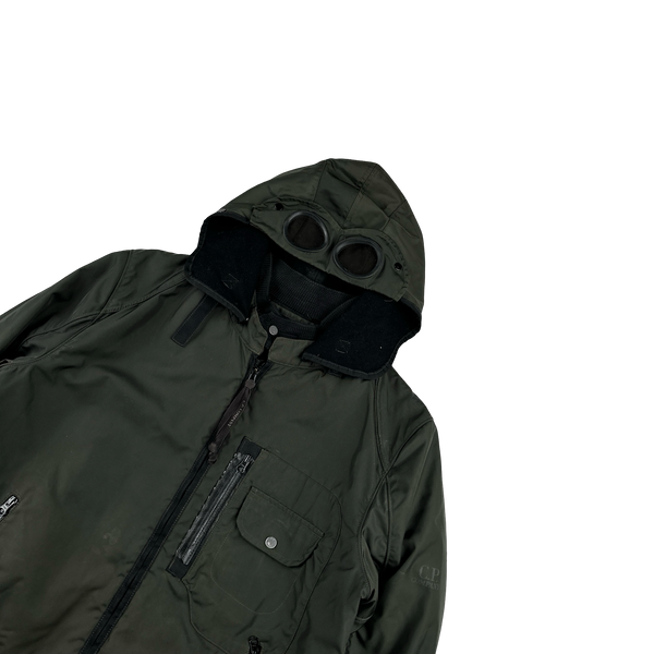 CP Company 2006 Dark Green Multi Pocket Leinster 200 Wool Lined Goggle Jacket - XL