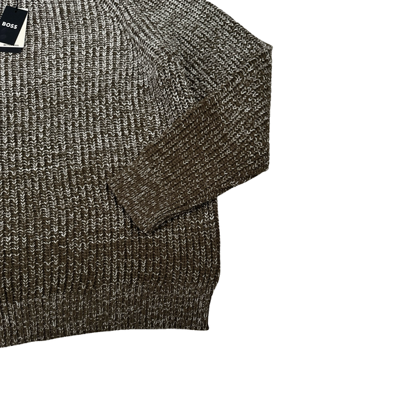 Hugo Boss Wool Blend Colour Faded Knitted Crewneck Jumper - Large