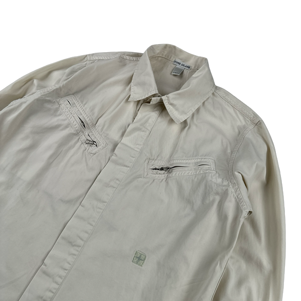 Stone Island 2001 Vintage Cotton Compass Patch Buttoned Shirt - Small