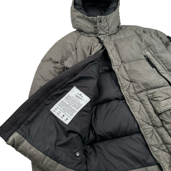 Stone Island 2019 Brown Lino Resinato Down -TC Puffer Jacket - Small