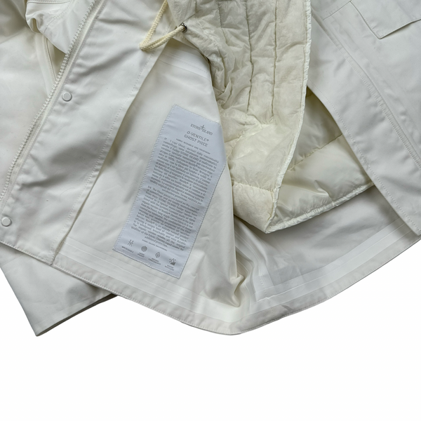 Stone Island 2022 O-Ventile White Ghost Piece Down Dutch Rope Puffer Jacket - Medium