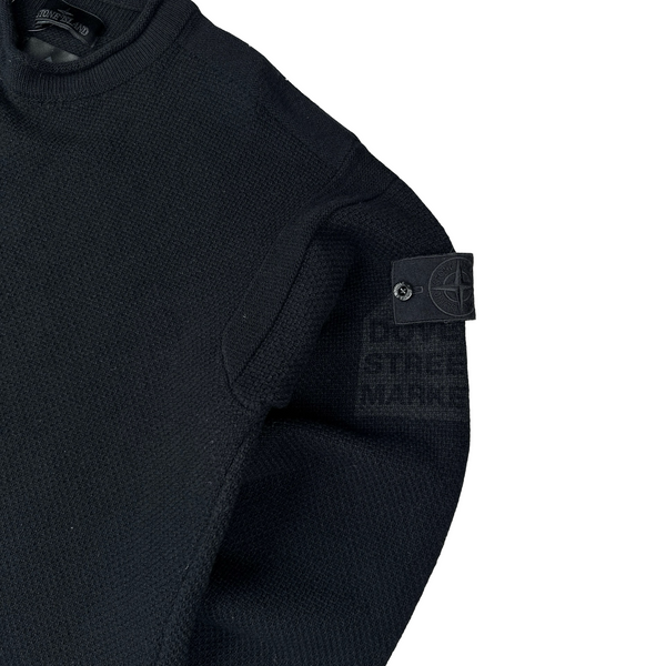 Stone Island X Dover Street Market 2023 Ghost Black Thick Wool Printed Crewneck Jumper - Large