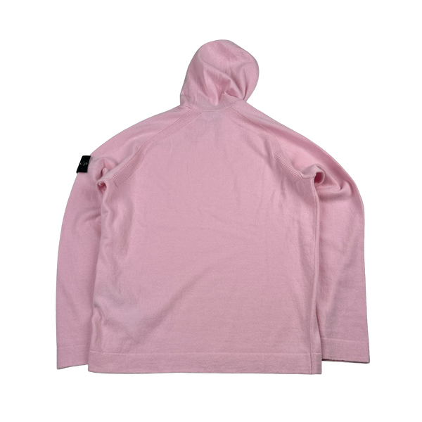 Stone Island 2025 Pink Light RWS Geelong Wool Hooded Knit Jumper - Large