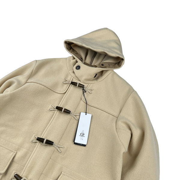 CP Company Tan Wool Spellout Watch Viewer Duffle Jacket - Medium, Large, XL