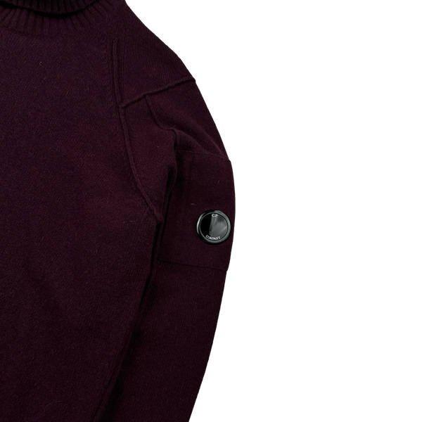 CP Company Wine Thick Wool Roll Neck Knit - Medium