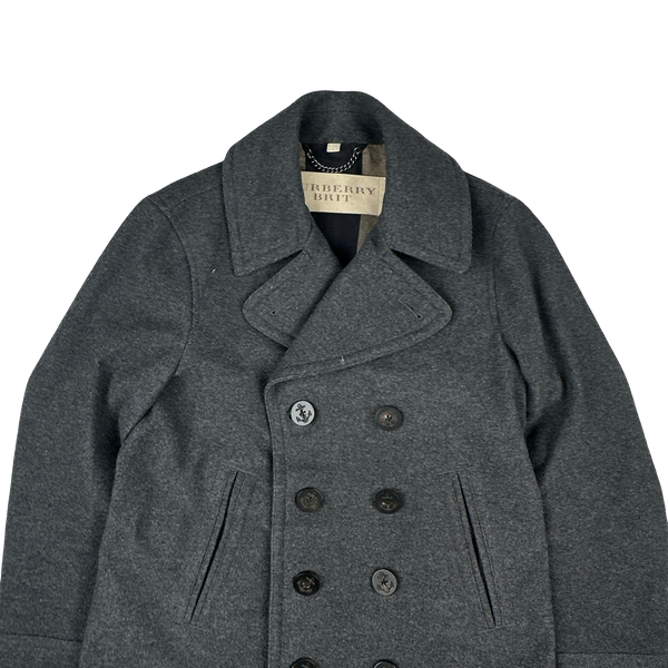 Burberry Brit Navy Nova Check Lined Trench Coat - Large