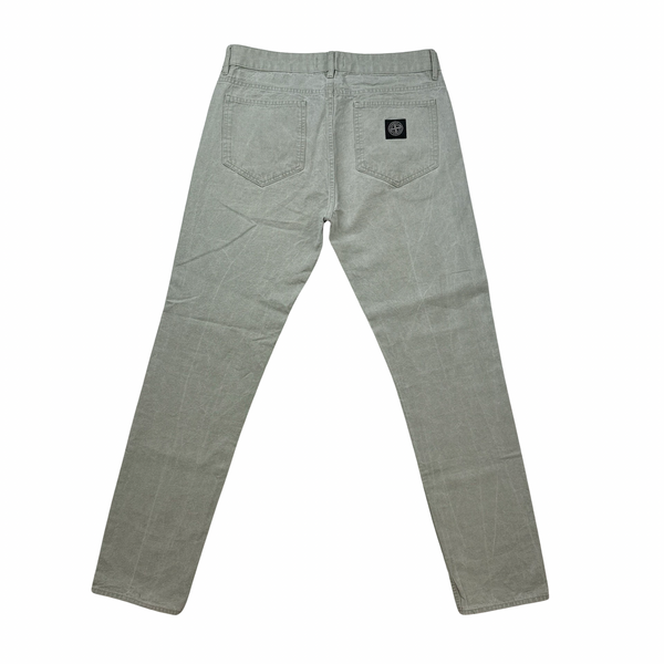 Stone Island Light Grey Panama Placcato Denim Jeans - Medium