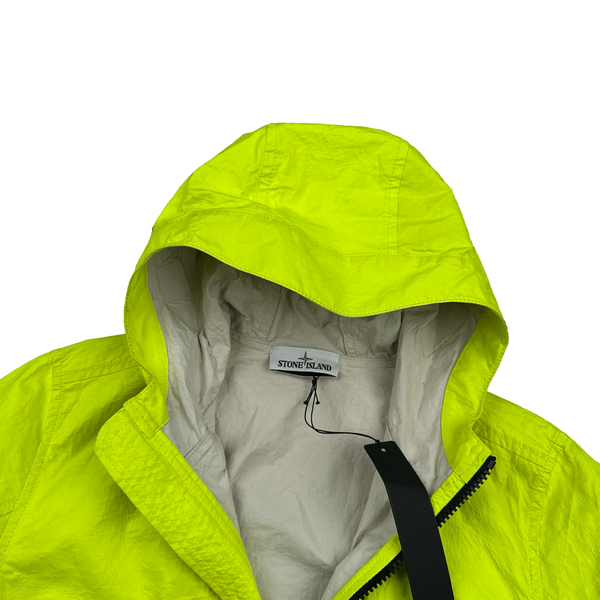 Stone Island 2016 Rare Neon Yellow Featherweight Leather Jacket - Medium