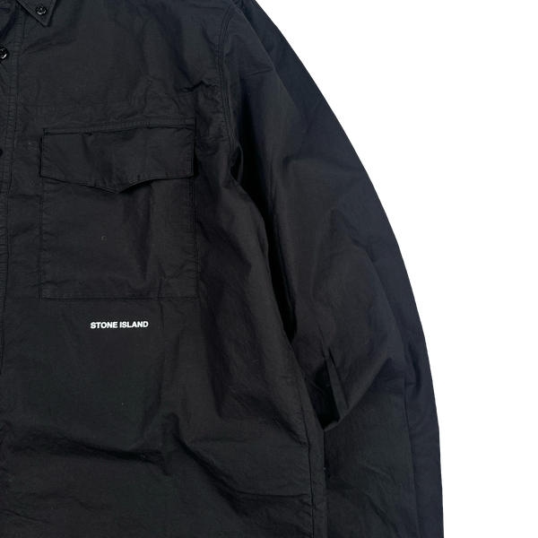 Stone Island 2024 Black Light Cotton Spellout Shirt - Large