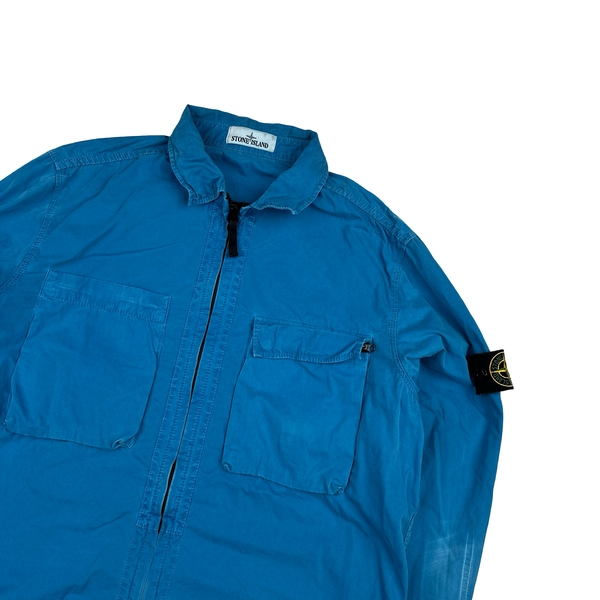 Stone Island 2018 Light Blue Cotton Zipped Overshirt - XL