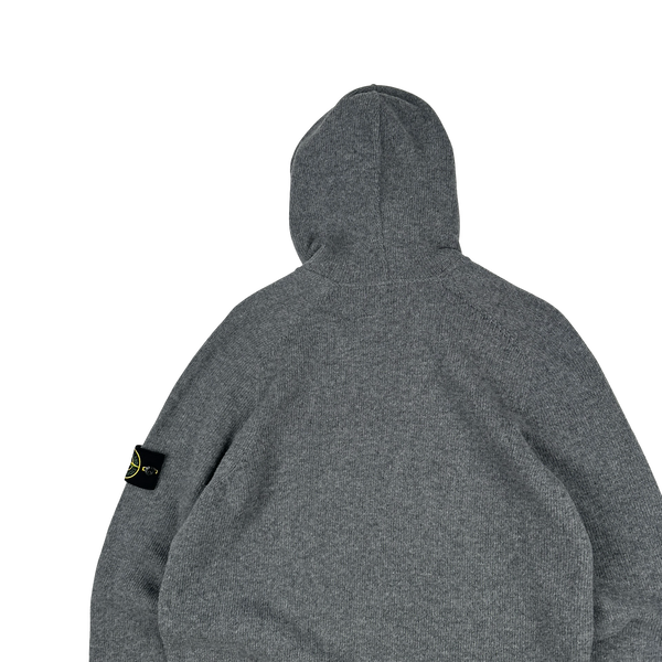 Stone Island 2021 Grey Lambs Wool Pullover Hoodie - Large