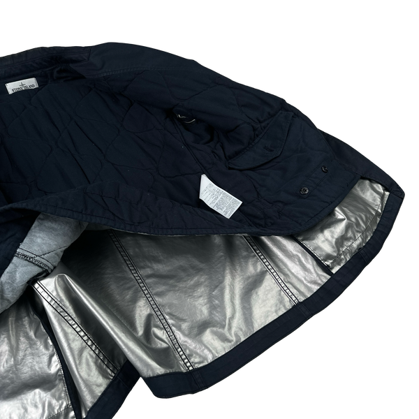 Stone Island 2015 Navy Quilted Raso Gommato Spaceman Buttoned Jacket - XL