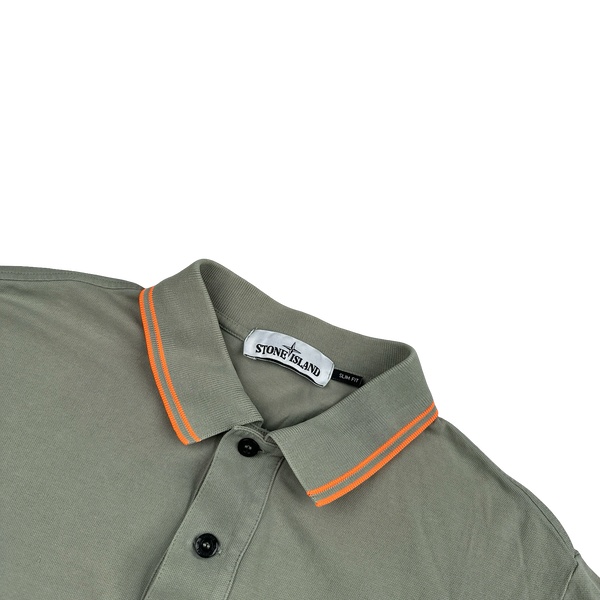 Stone Island 2018 Green Orange Piped Short Sleeve Polo Shirt - XL