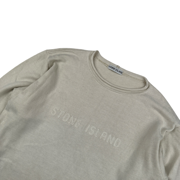 Stone Island 1990s Vintage Cream Spellout Pullover - Medium