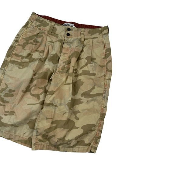 Stone Island 1990s Beige Ice Camo Shorts - 28"