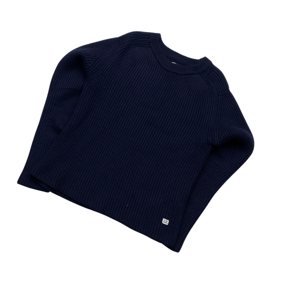 CP Company Navy Thick Ribbed Knit - XL