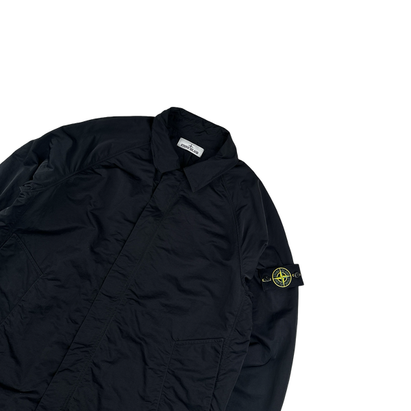 Stone Island 2023 Black Hyper Dense Nylon Raso Long Jacket - Large