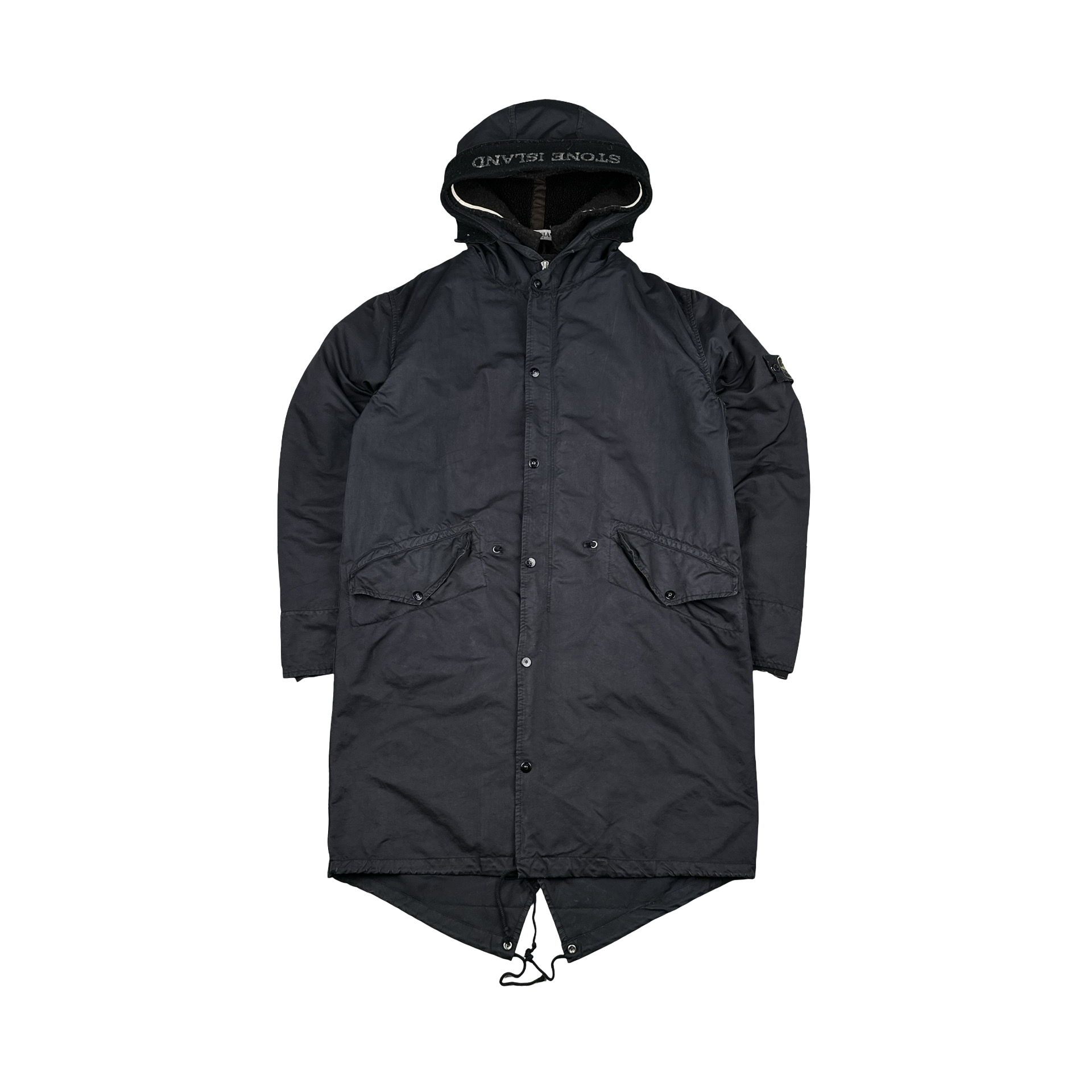 Stone Island 2007 Black David TC Dutch Liner Spellout Hood Long