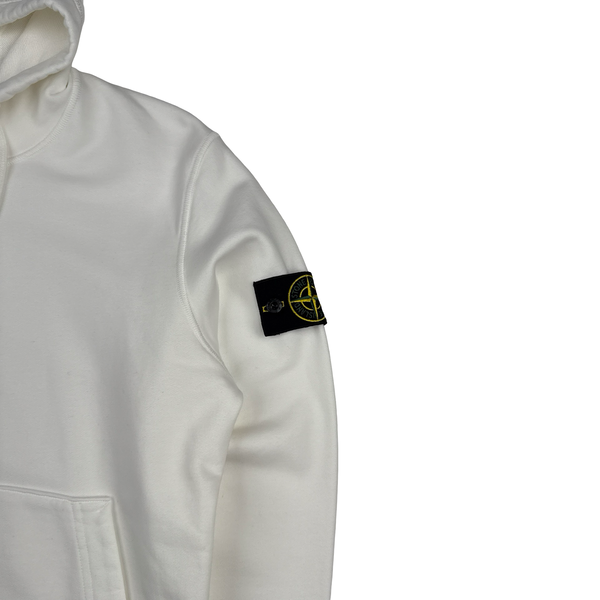 Stone Island 2021 White Pullover Cotton Hoodie - Small