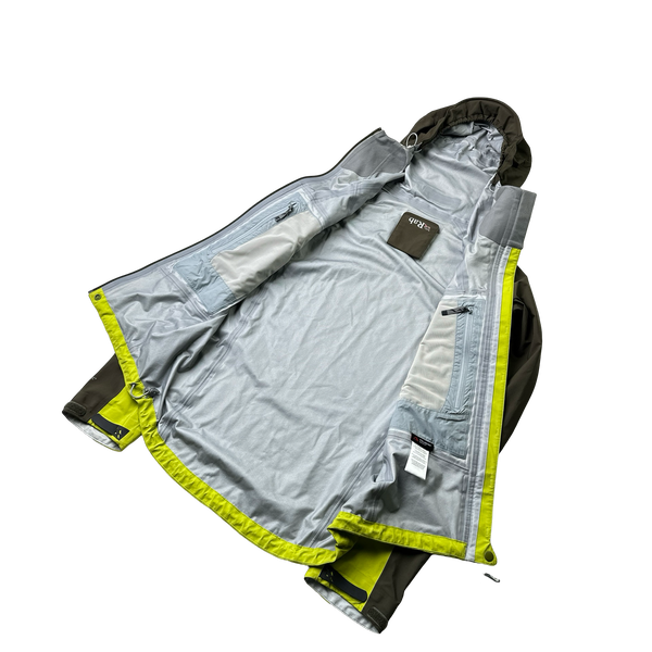 RAB Dark Green/Neon Yellow Neo Zipped Waterproof Rain Jacket - Small