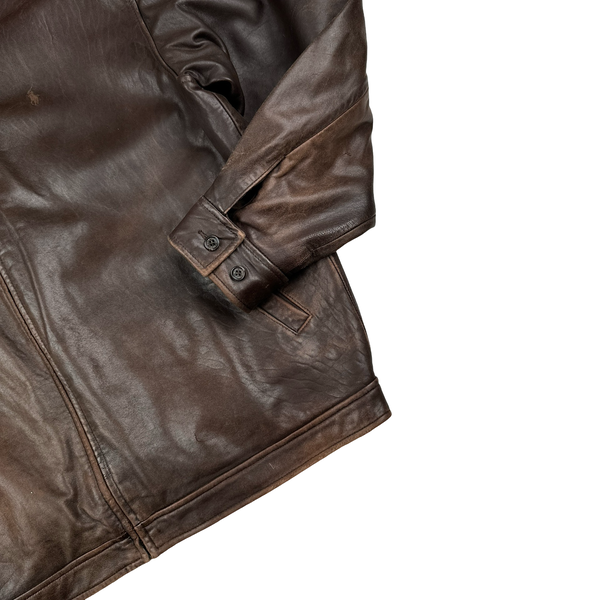 Ralph Lauren Brown Heavyweight Leather Jacket - XL