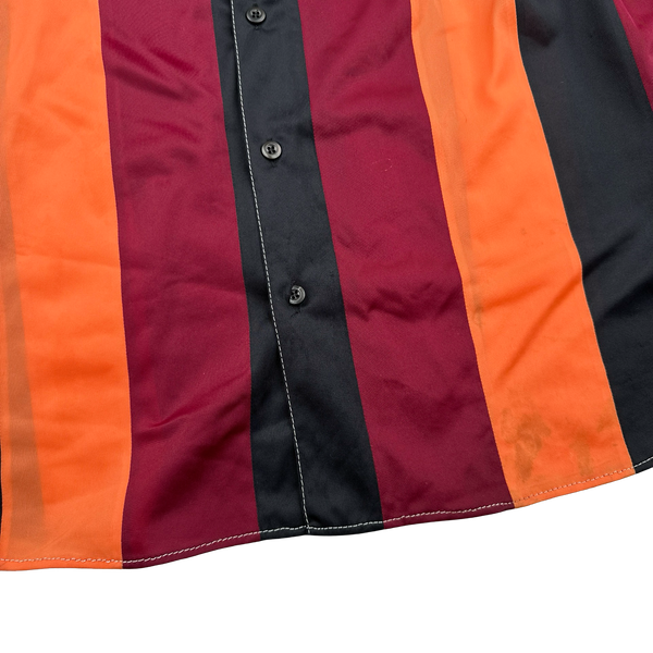 Prada Runway Striped Panel Silk Twill Buttoned Sample Shirt - XL