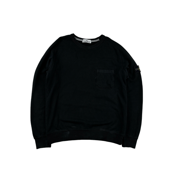 Stone Island 2015 Black Cotton Crewneck Sweatshirt - Large
