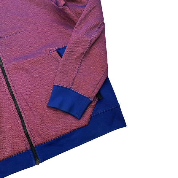Stone Island 2016 Red Iridescent Ribbed Zip Up Hooded Jumper - XXL