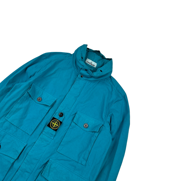 Stone Island 2020 Blue Cotton Cordura Centre Badge Field Jacket - Medium