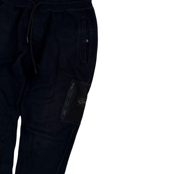 Paul And Shark Black Cotton Netted Pocket Joggers - Medium
