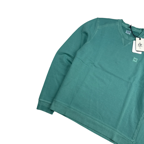 CP Company Green Cotton Garment Dyed Crewneck Jumper - Large
