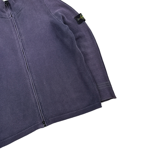 Stone Island 2001 Purple Knitted Vintage Zipped Jumper - Large