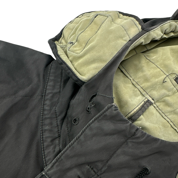 Stone Island 2004 Dark Grey Raso Floccato Riot Mask Sniper Jacket - Large