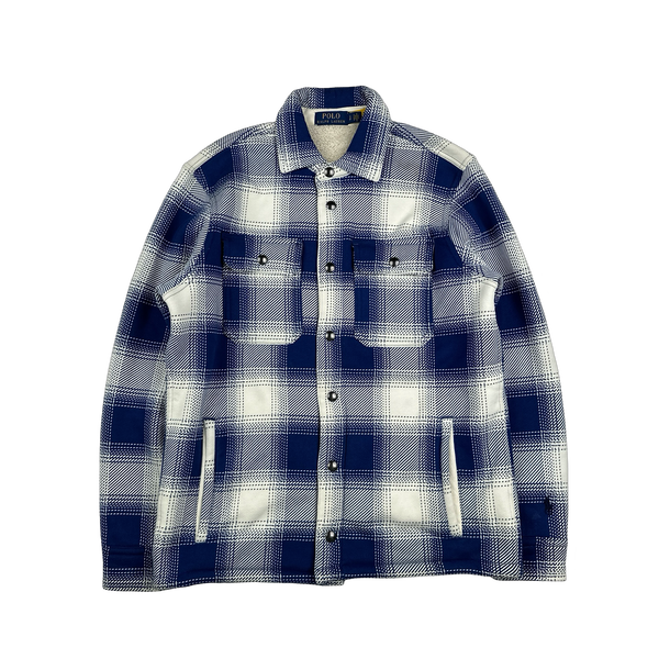 Ralph Lauren Checked Blue Flannel Fleece Lined Shirt - Small