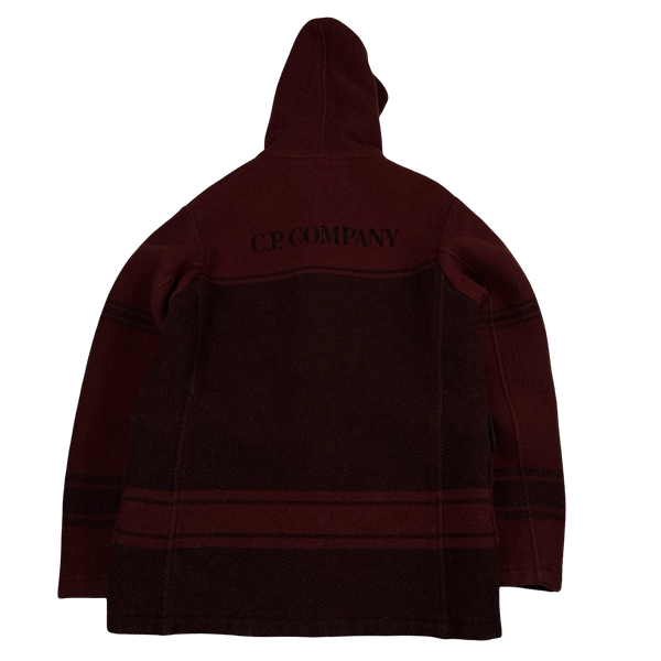 CP Company Red Wool Spellout Duffle Jacket - Large