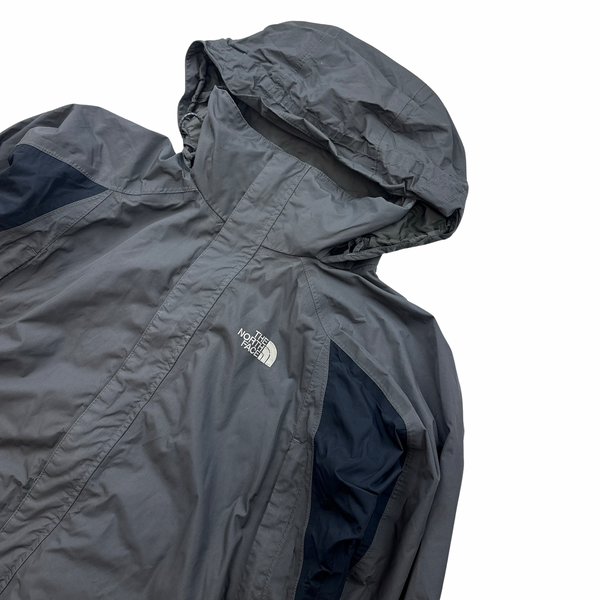 North Face HyVent Grey Two Toned Fleece Lined Hooded Jacket - Large