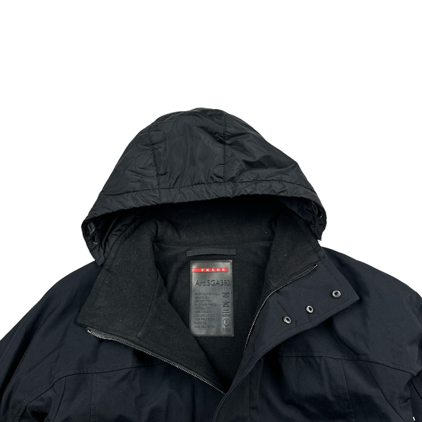Prada Black Nylon Red Tab Thick Padded Jacket - Large