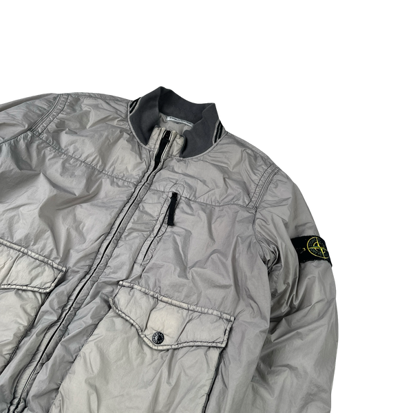 Stone Island 2012 Grey 30th Anni Garment Dyed Nylon Tela Quilted Jacket - Large