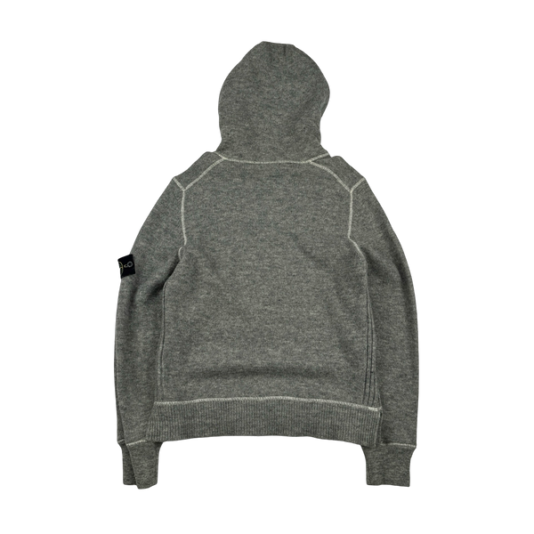 Stone Island 2007 Grey Wool Pullover Hoodie - Small