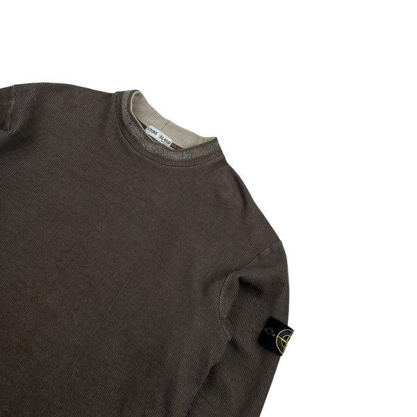 Stone Island 2000 Boxy Fit Brown Ribbed Pullover Crewneck Jumper - XL