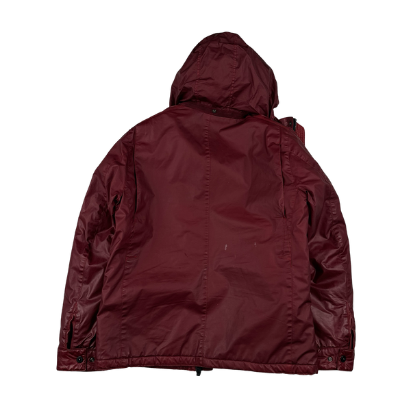 Stone Island 2011 Cherry Red Multipocket Mussola Gommato Jacket - Large