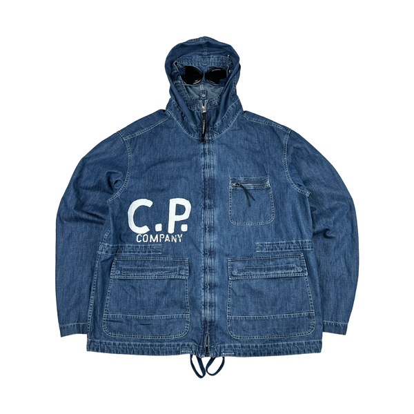 CP Company Indigo Blu Denim Goggle Jacket - XXL