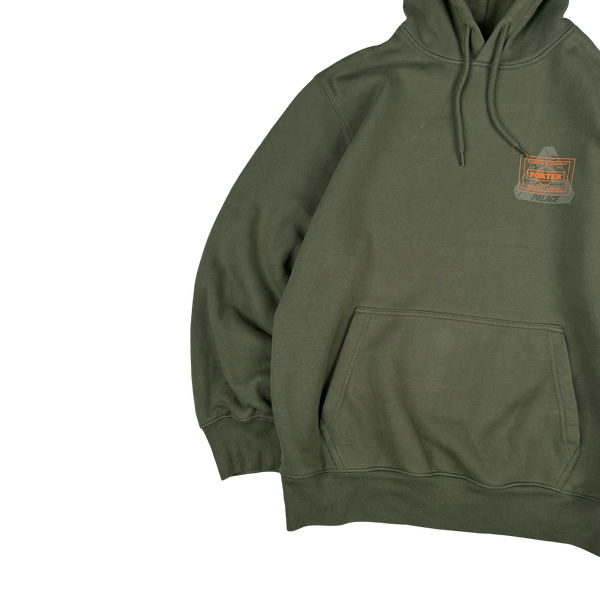 Porter x Palace Khaki Green Tri-ferg Spellout Hoodie - Medium