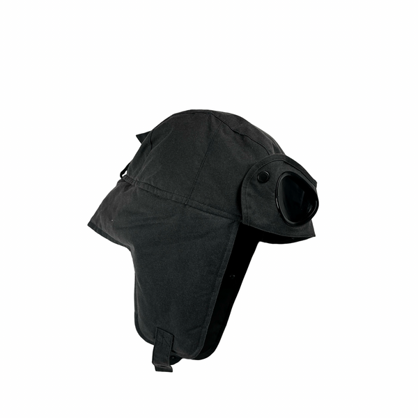 CP Company x Barbour Grey Waxed Google Trapper Hat